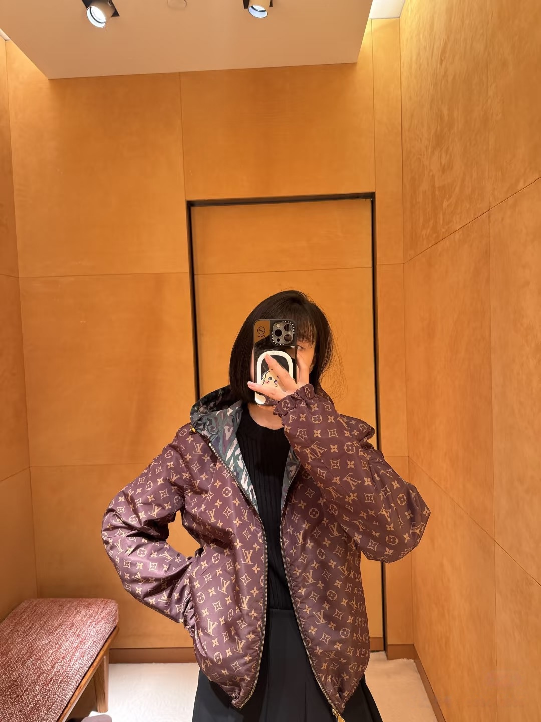 LOUIS VUITTON 迷彩印花双面穿连帽夹克外套