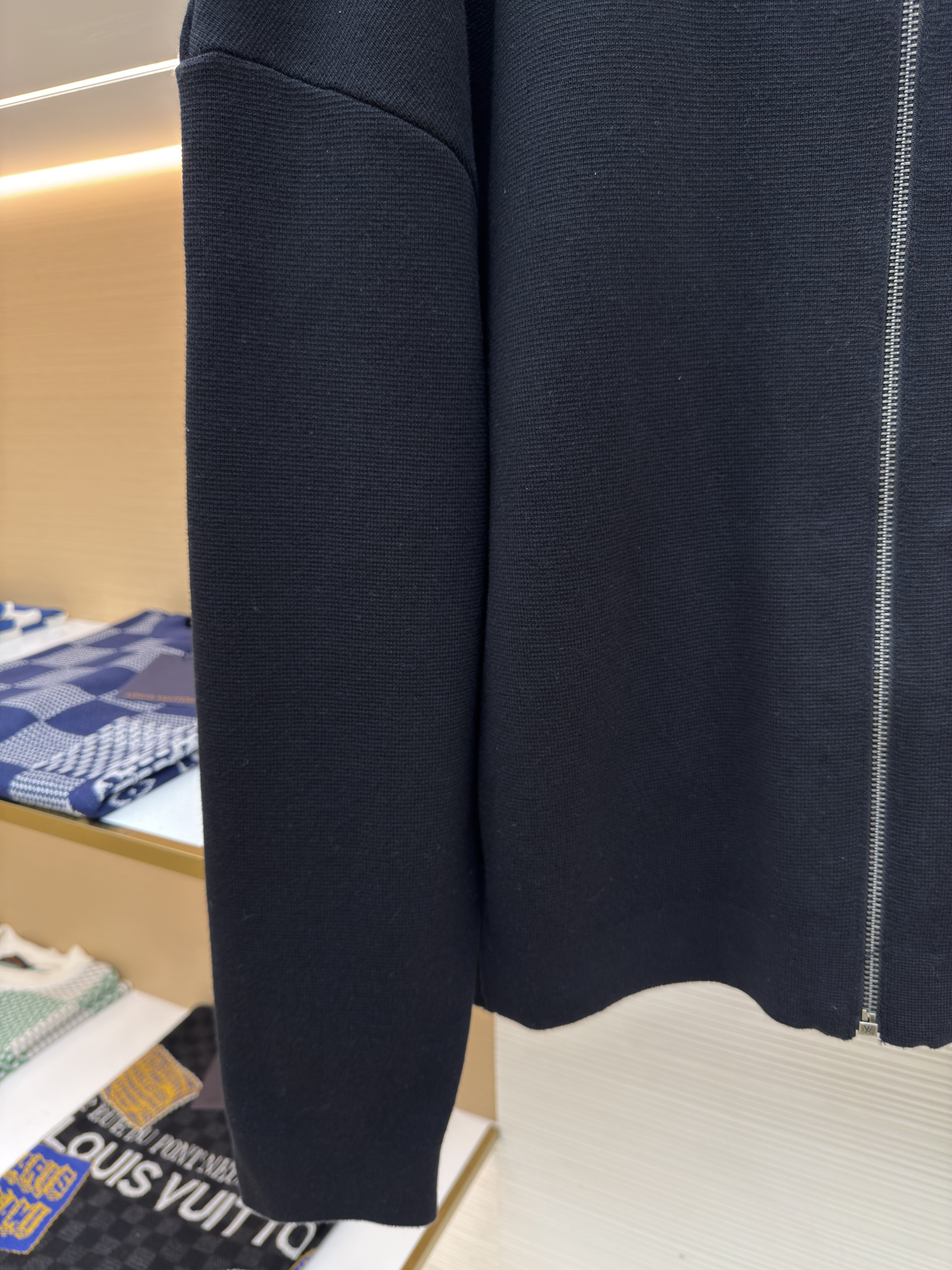 LOUIS VUITTON LOGO刺绣针织飞行夹克