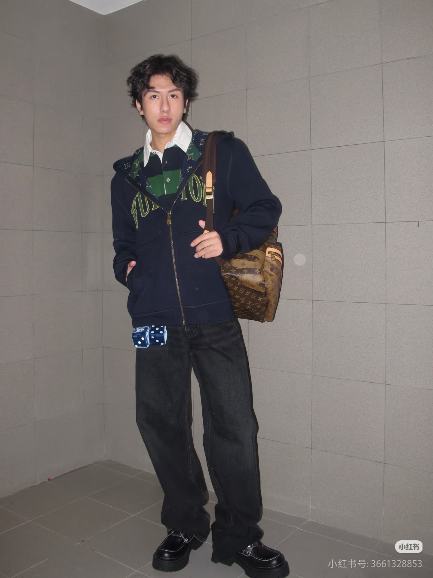 LOUIS VUITTON 双面棉毛混纺针织连帽衫