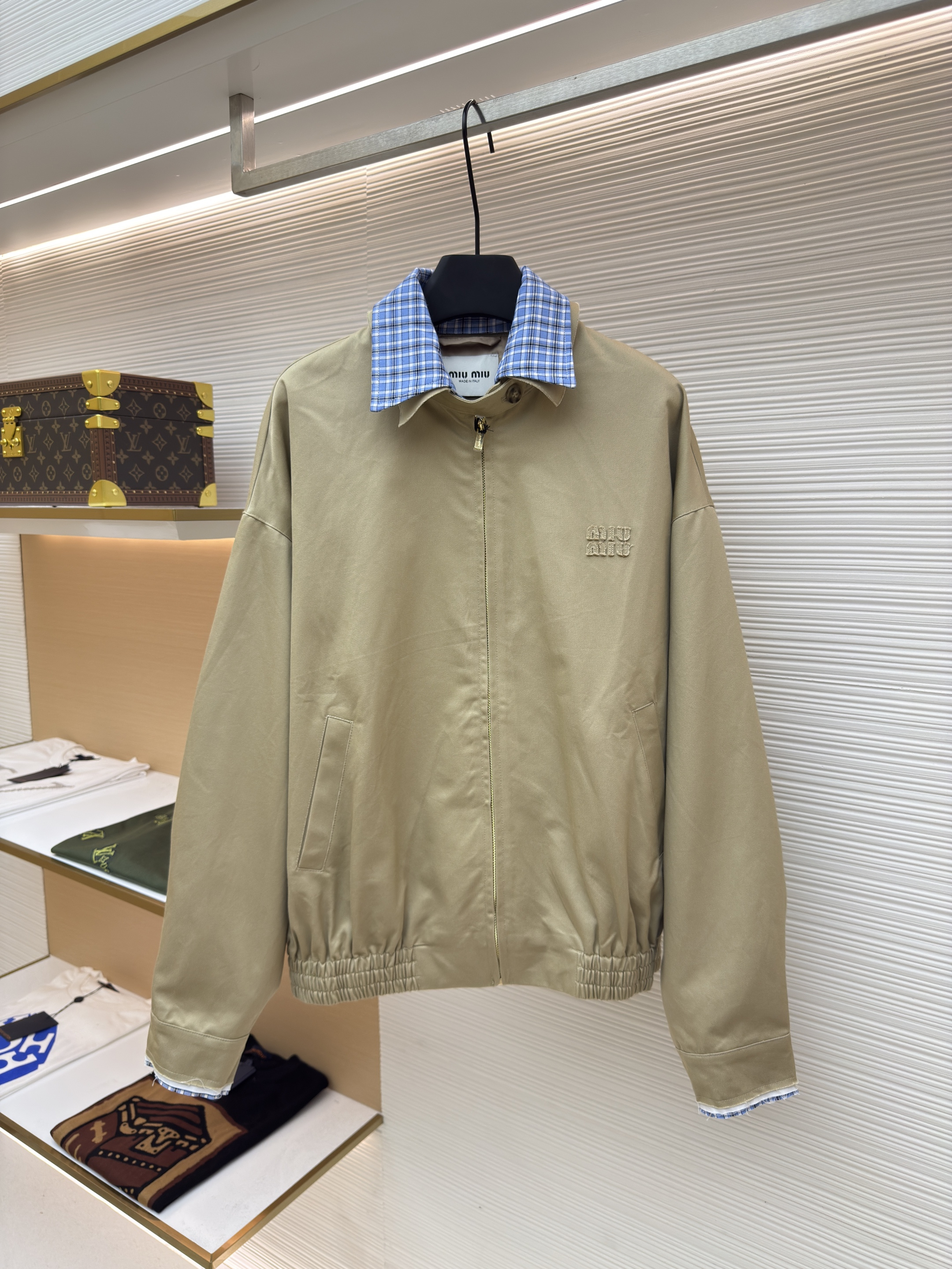 MIU MIU 格纹假两件夹克外套