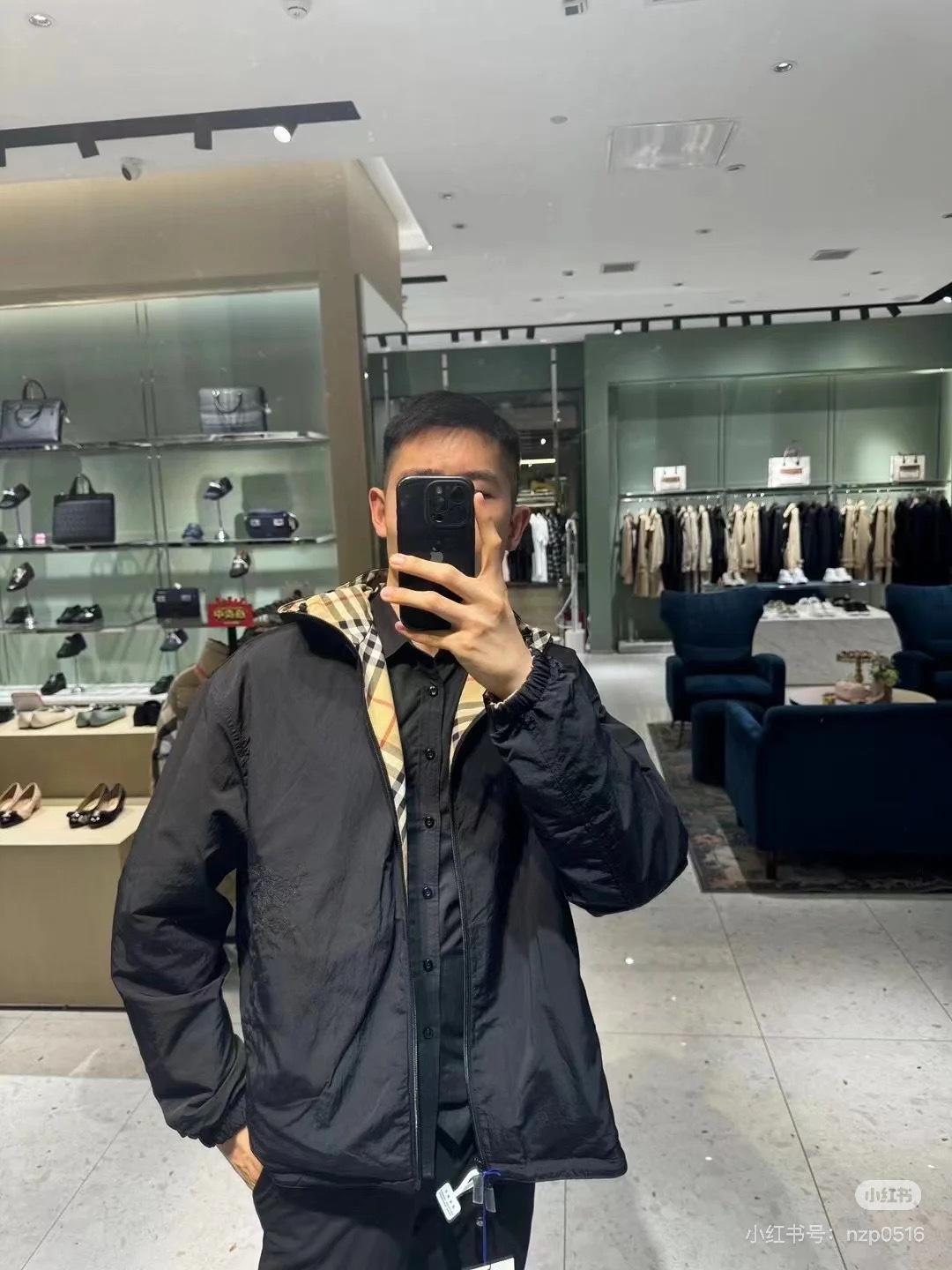 BURBERRY斜格纹饰刺绣双面穿夹克