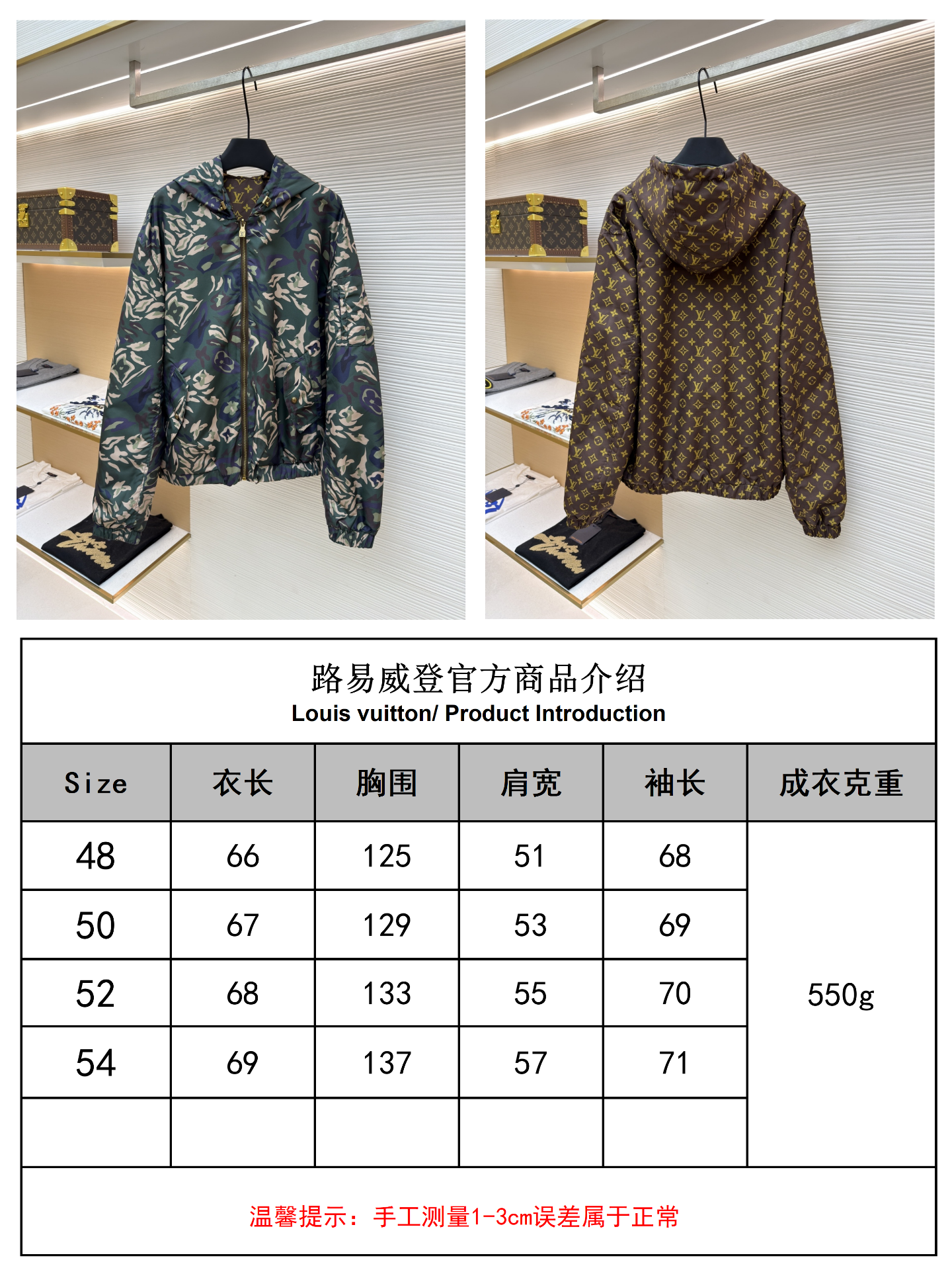 LOUIS VUITTON 迷彩印花双面穿连帽夹克外套