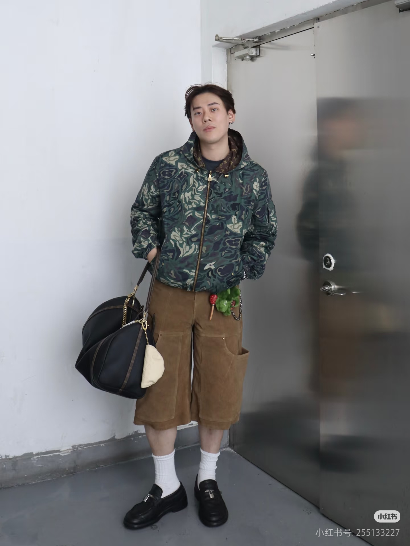 LOUIS VUITTON 迷彩印花双面穿连帽夹克外套