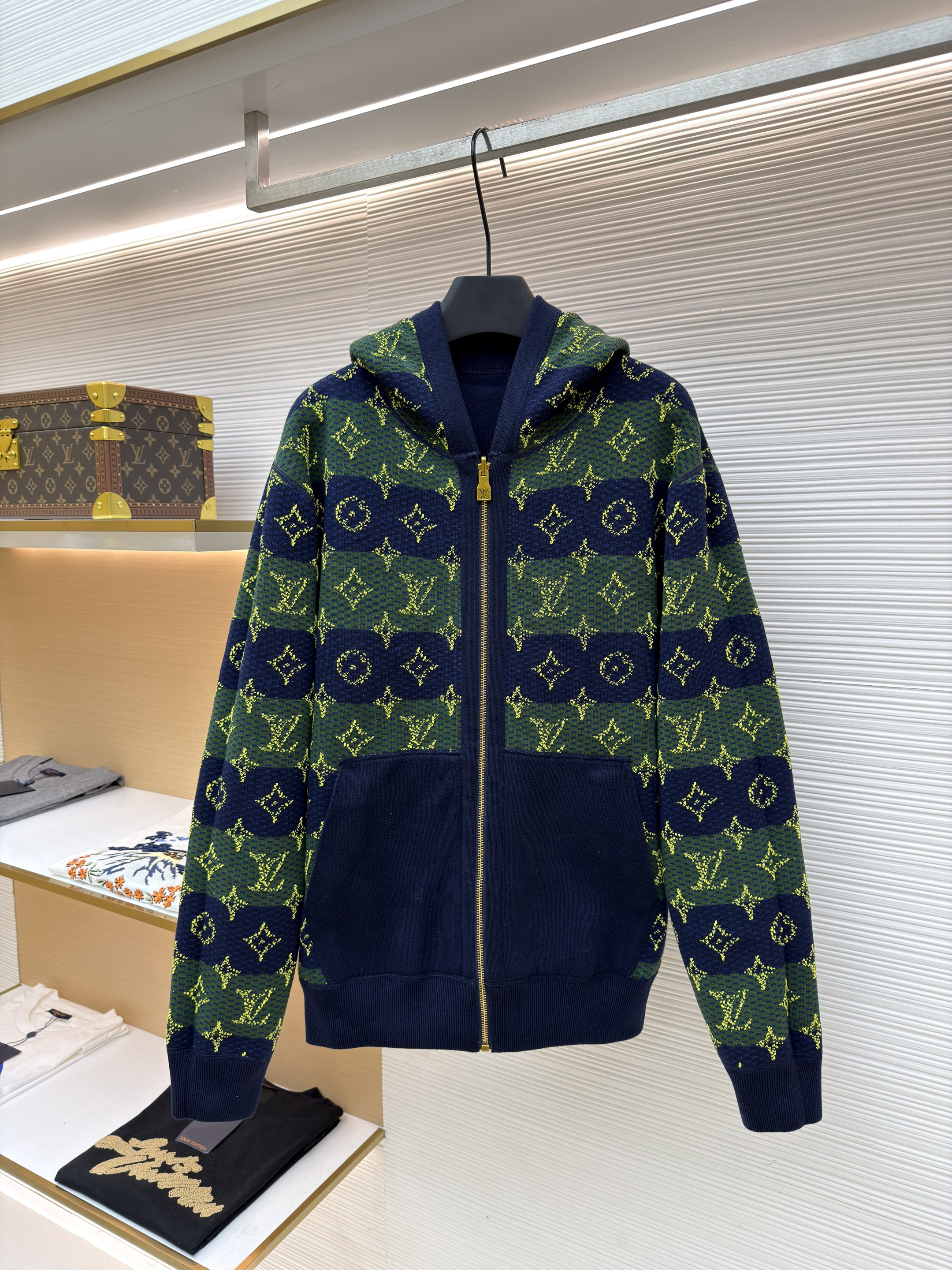 LOUIS VUITTON 双面棉毛混纺针织连帽衫