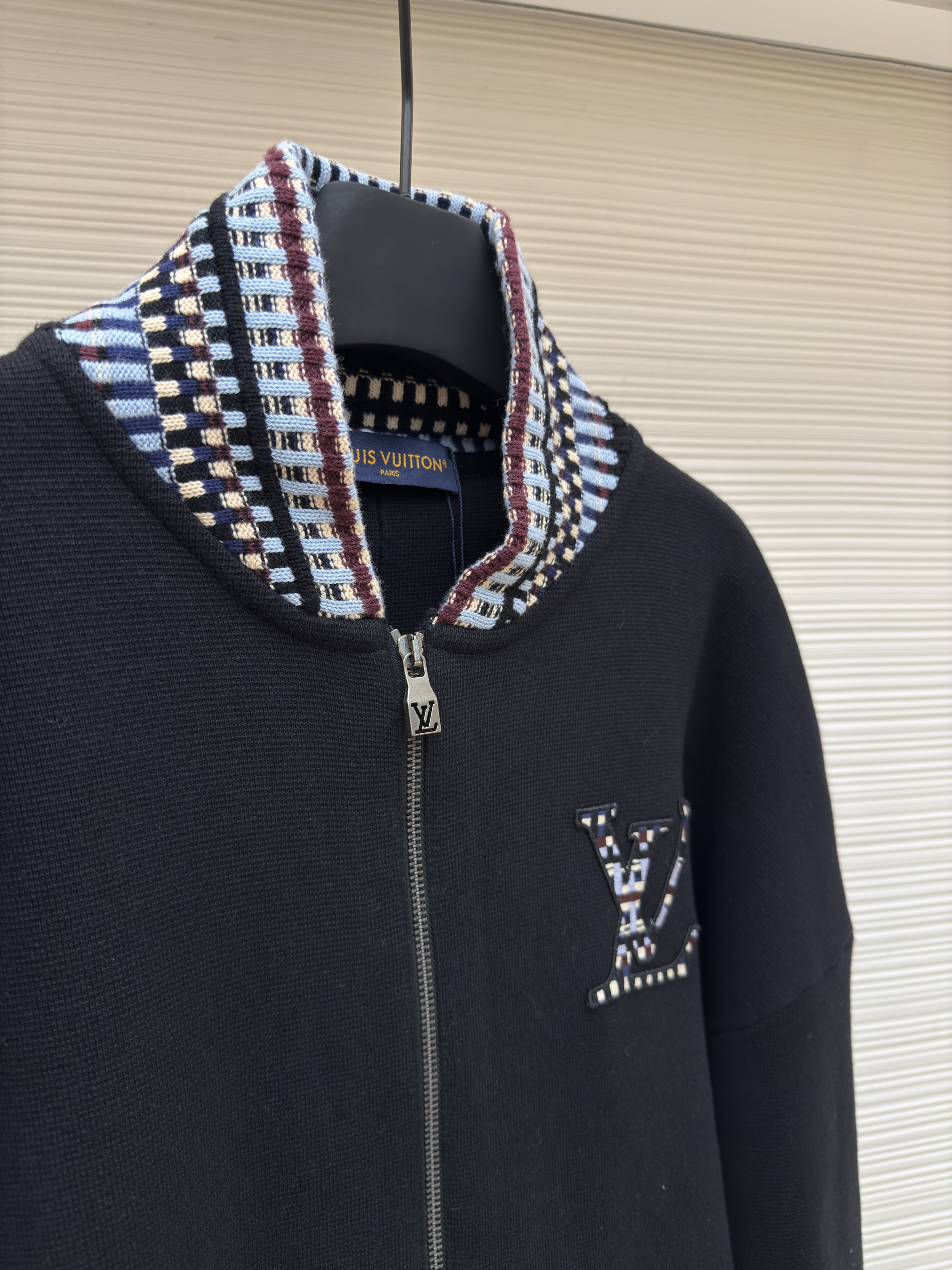 LOUIS VUITTON LOGO刺绣针织飞行夹克