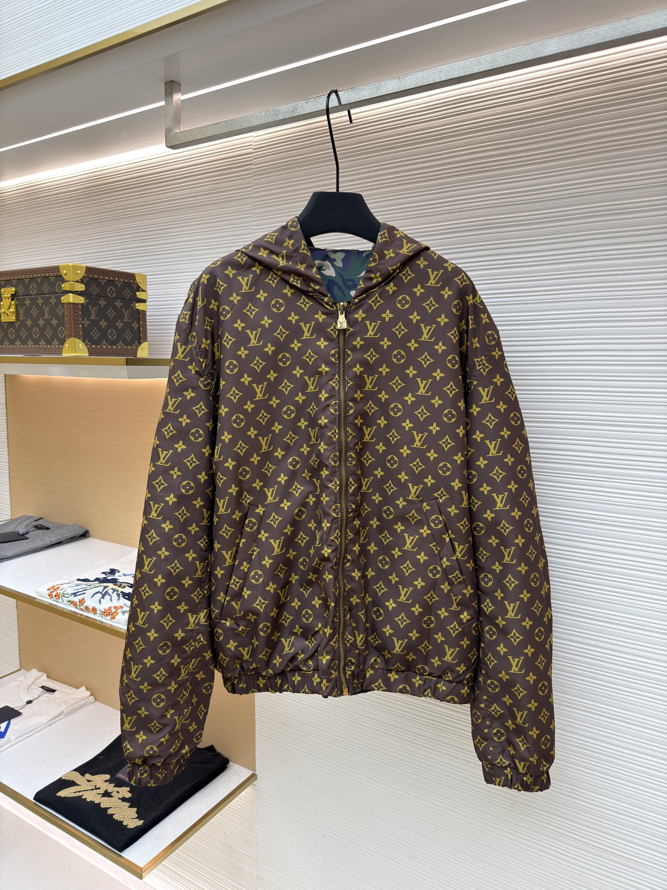 LOUIS VUITTON 迷彩印花双面穿连帽夹克外套