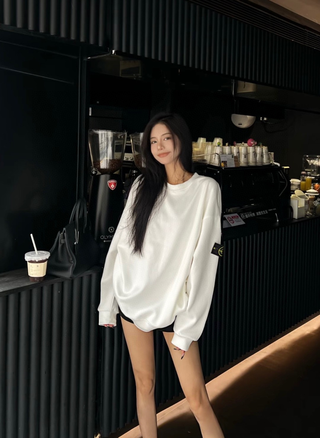 Stone Island 袖口徽标圆领卫衣