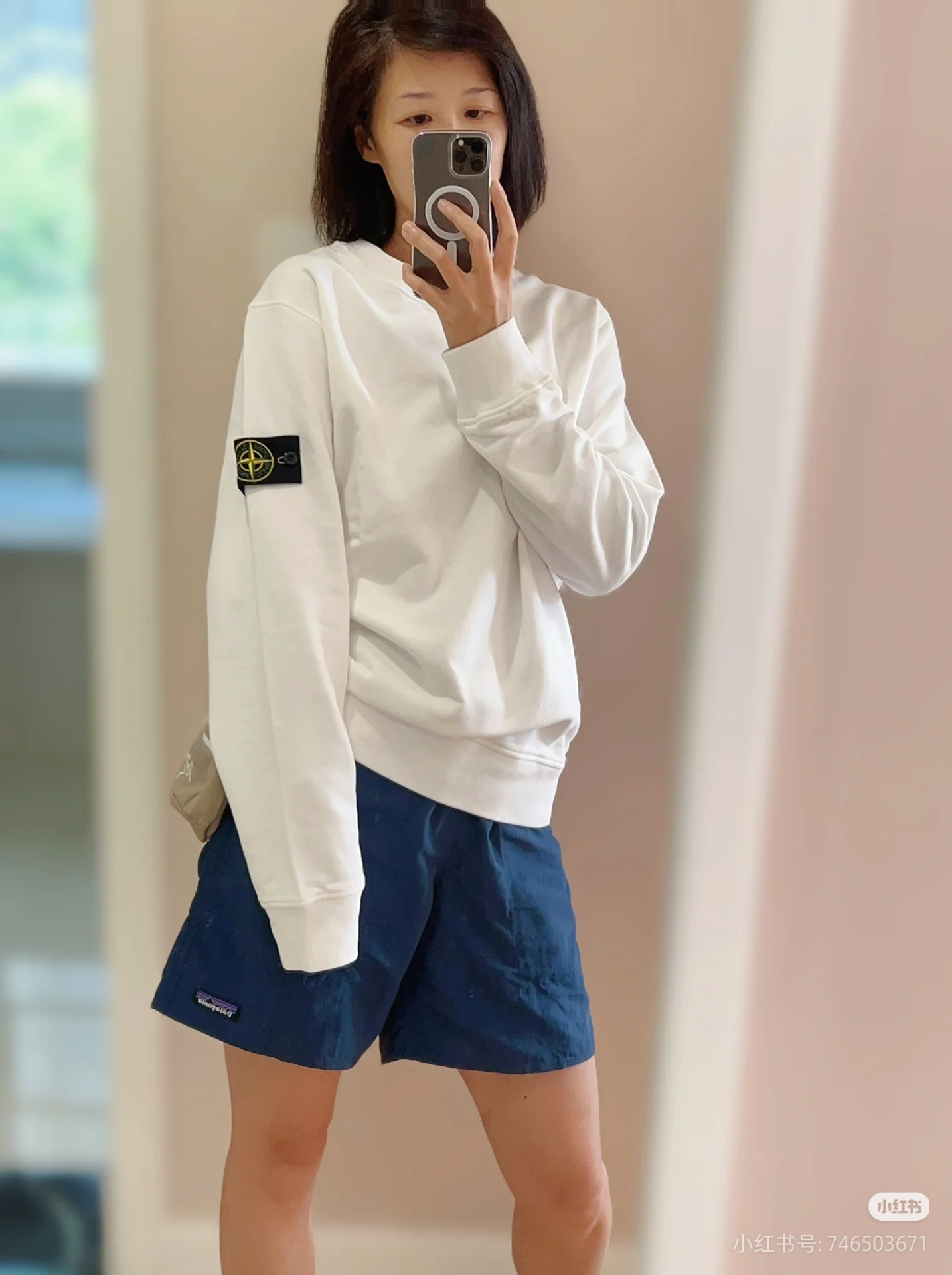 Stone Island 袖口徽标圆领卫衣