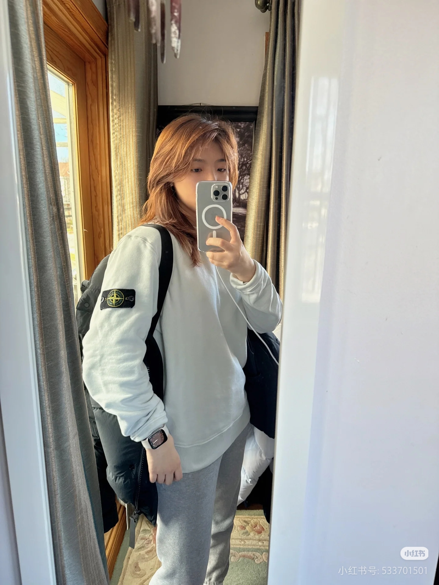 Stone Island 袖口徽标圆领卫衣