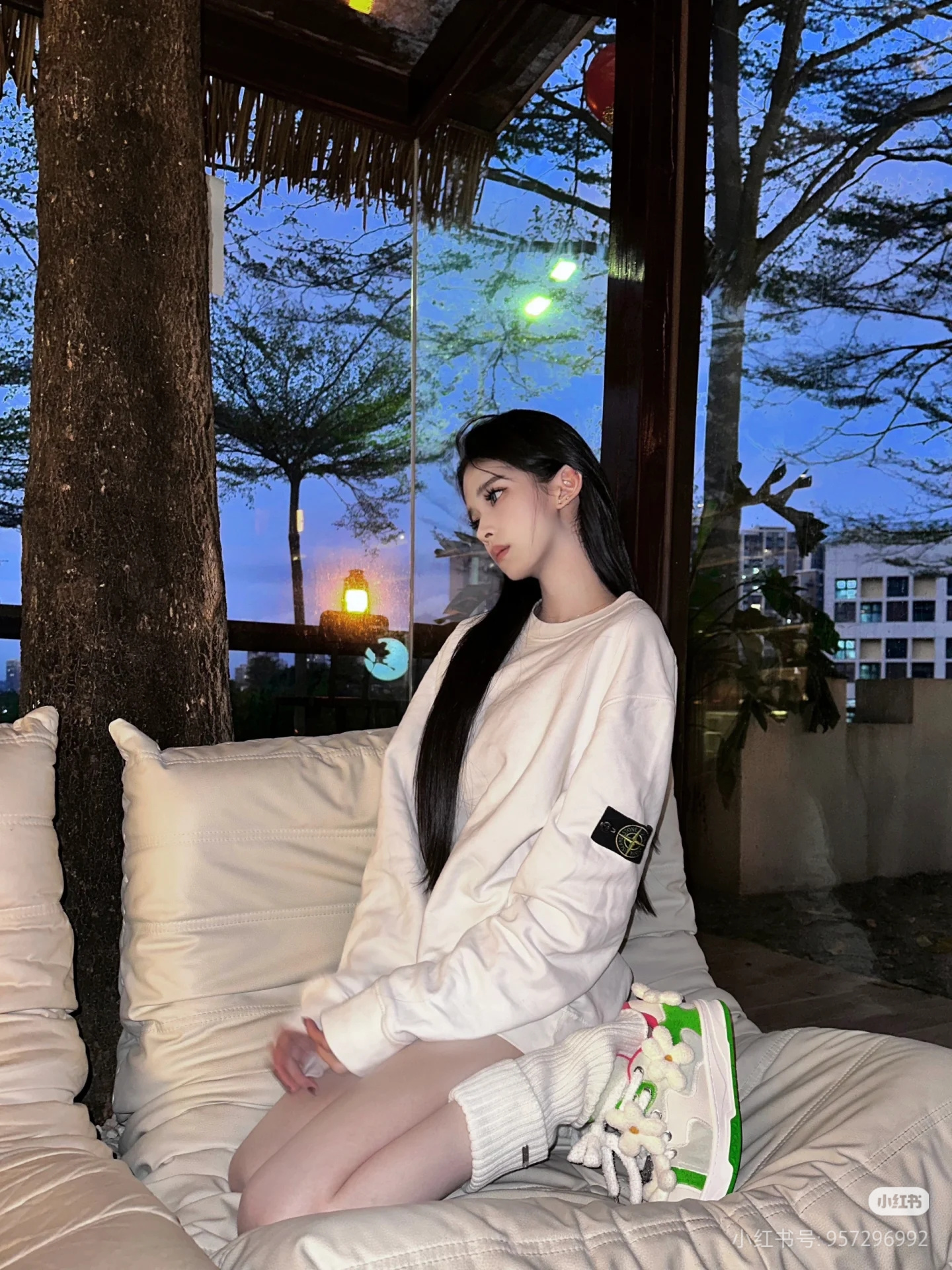 Stone Island 袖口徽标圆领卫衣