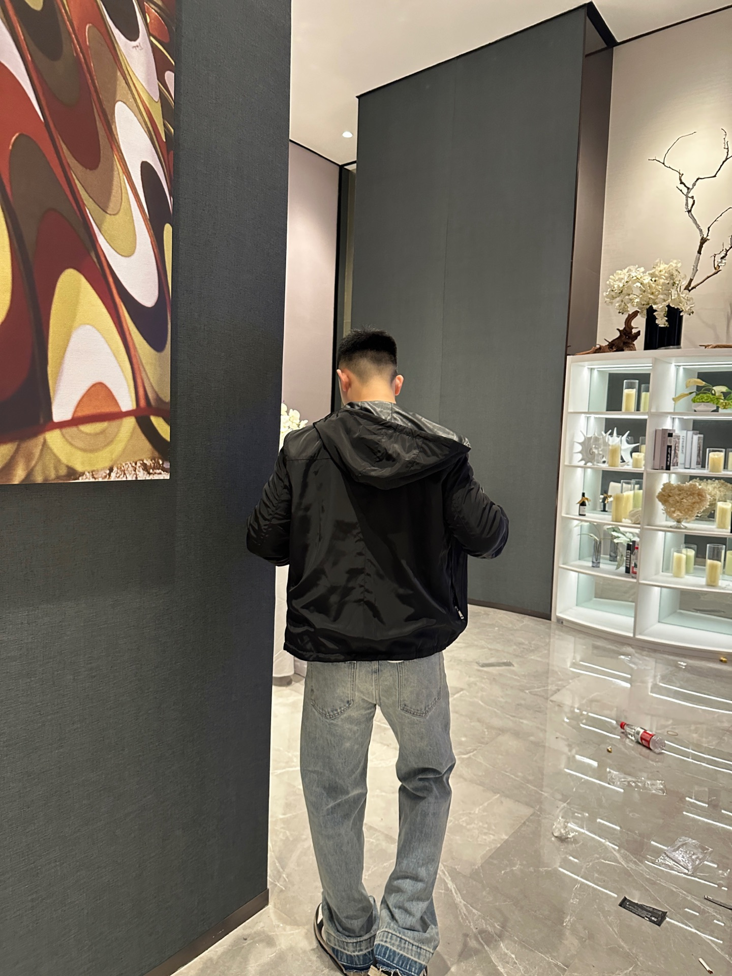 Prada 双面穿皮革尼龙连帽夹克