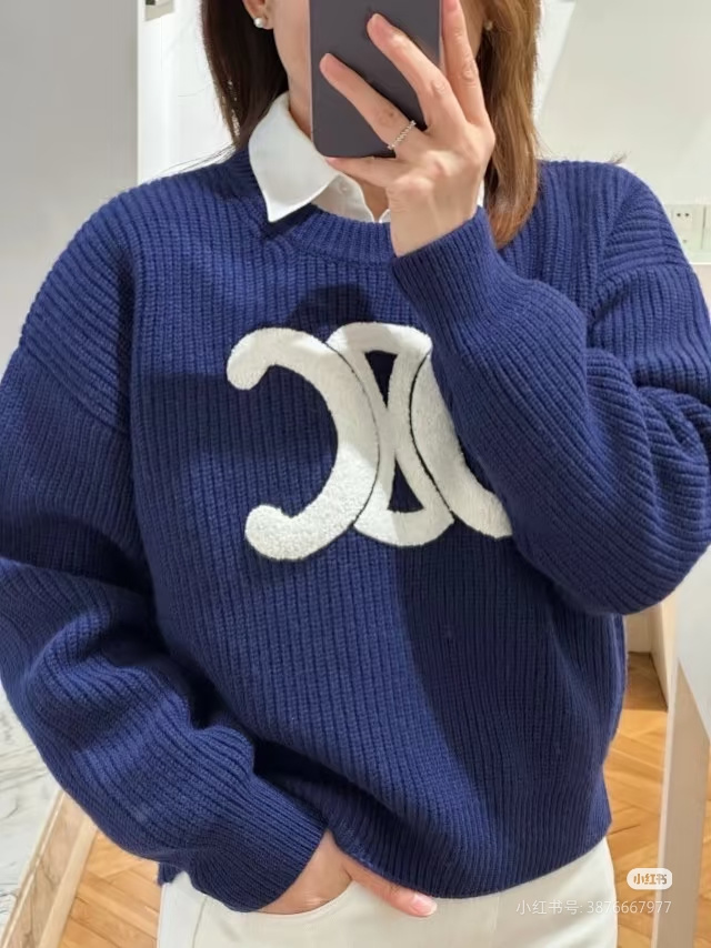 Celine凯旋门毛巾绣圆领【女装】