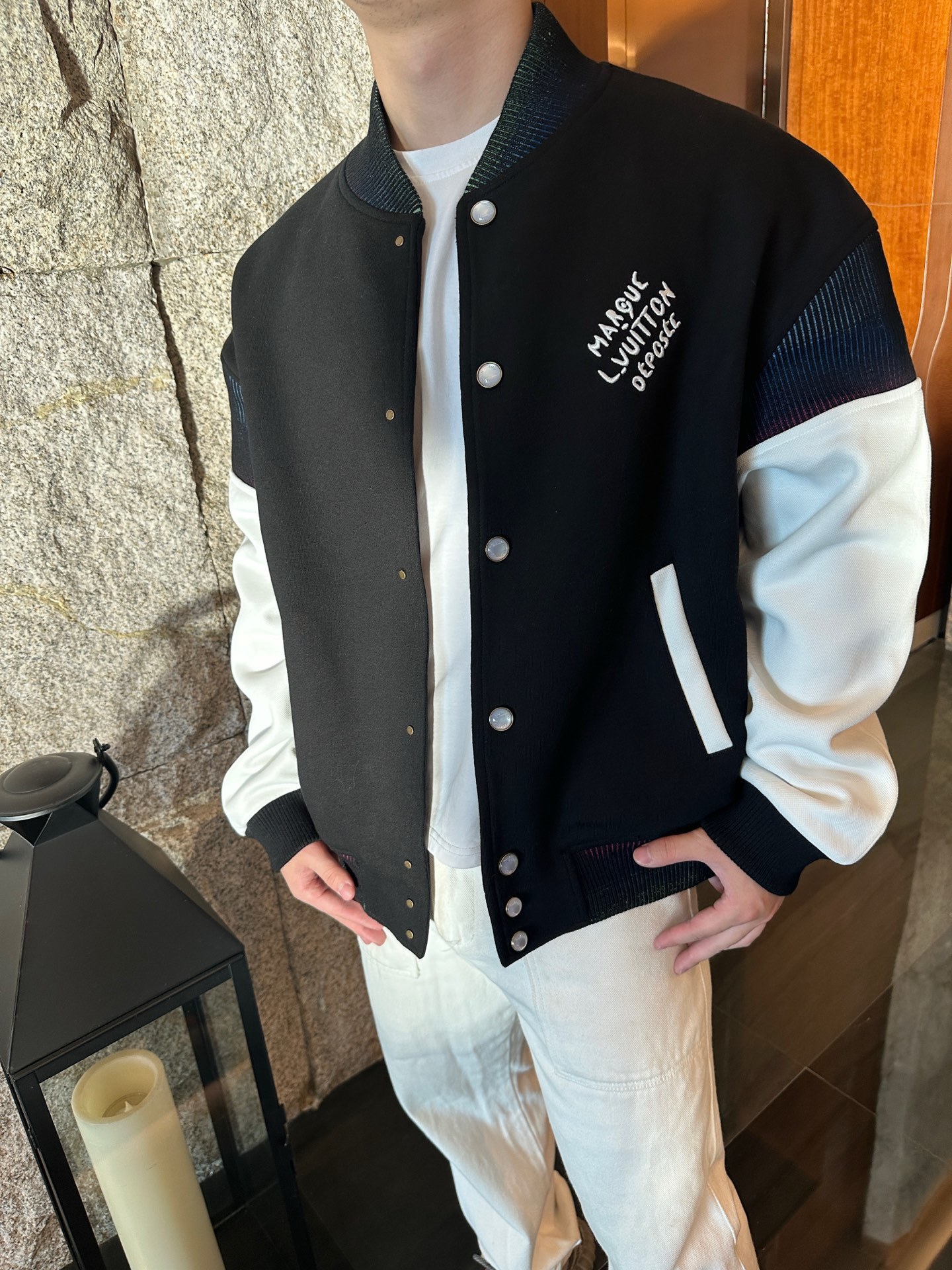 LOUIS VUITTON棉质针织束腰夹克棒球服