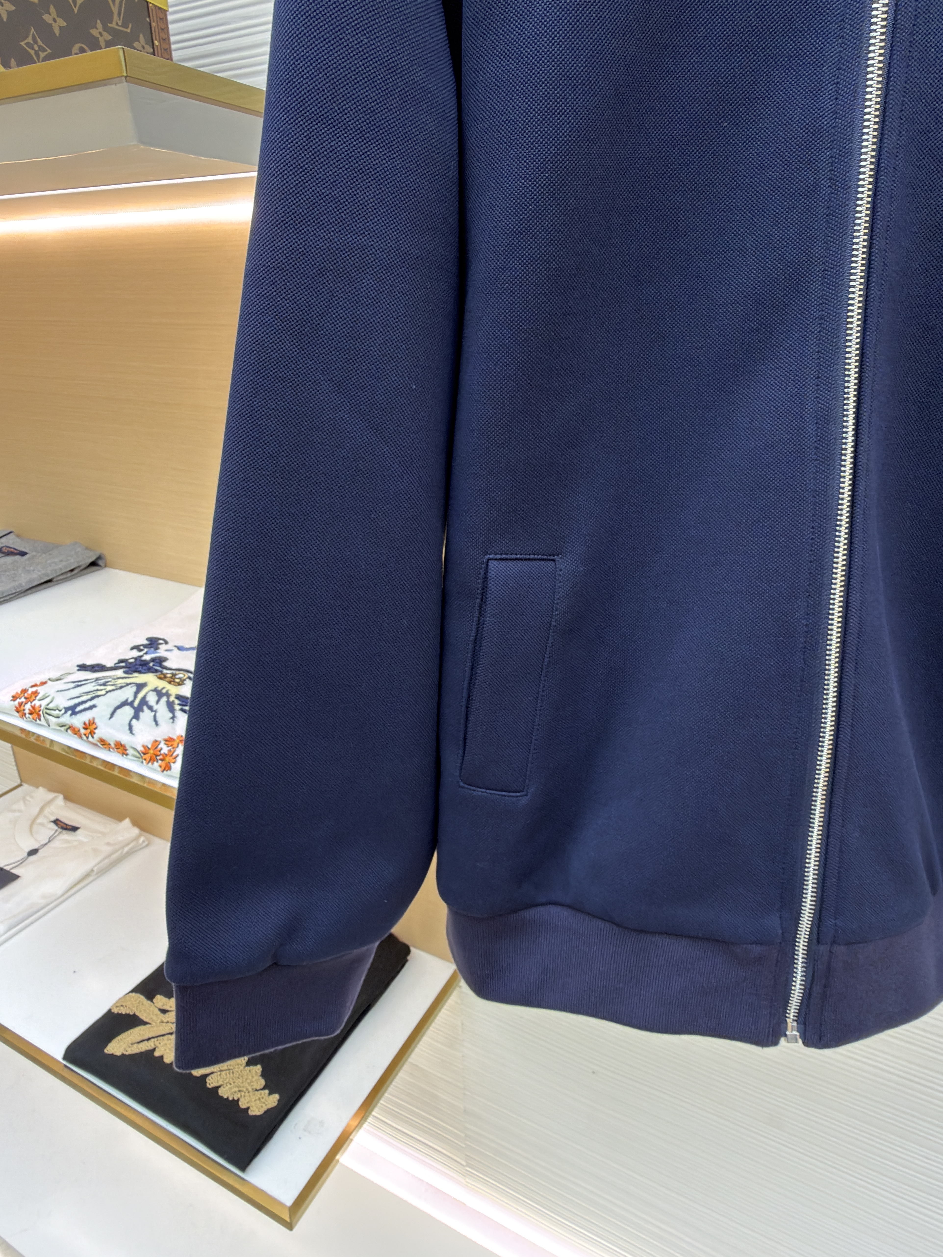 MIUMIU字母刺绣珠地布翻领外套