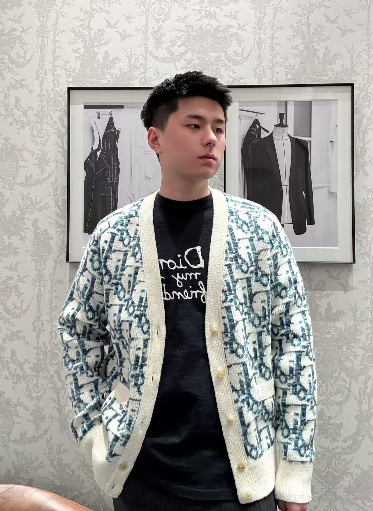 Dior老花毛织开衫