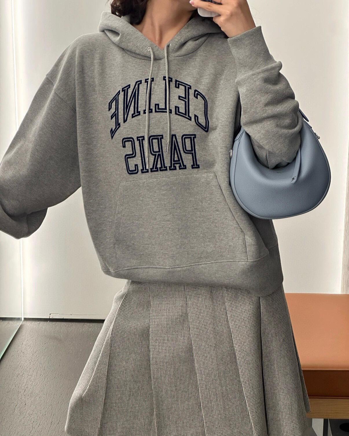 Celine 植绒兜帽卫衣