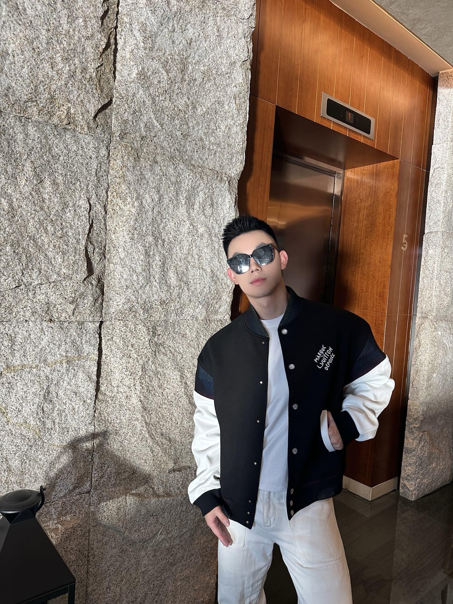 LOUIS VUITTON棉质针织束腰夹克棒球服