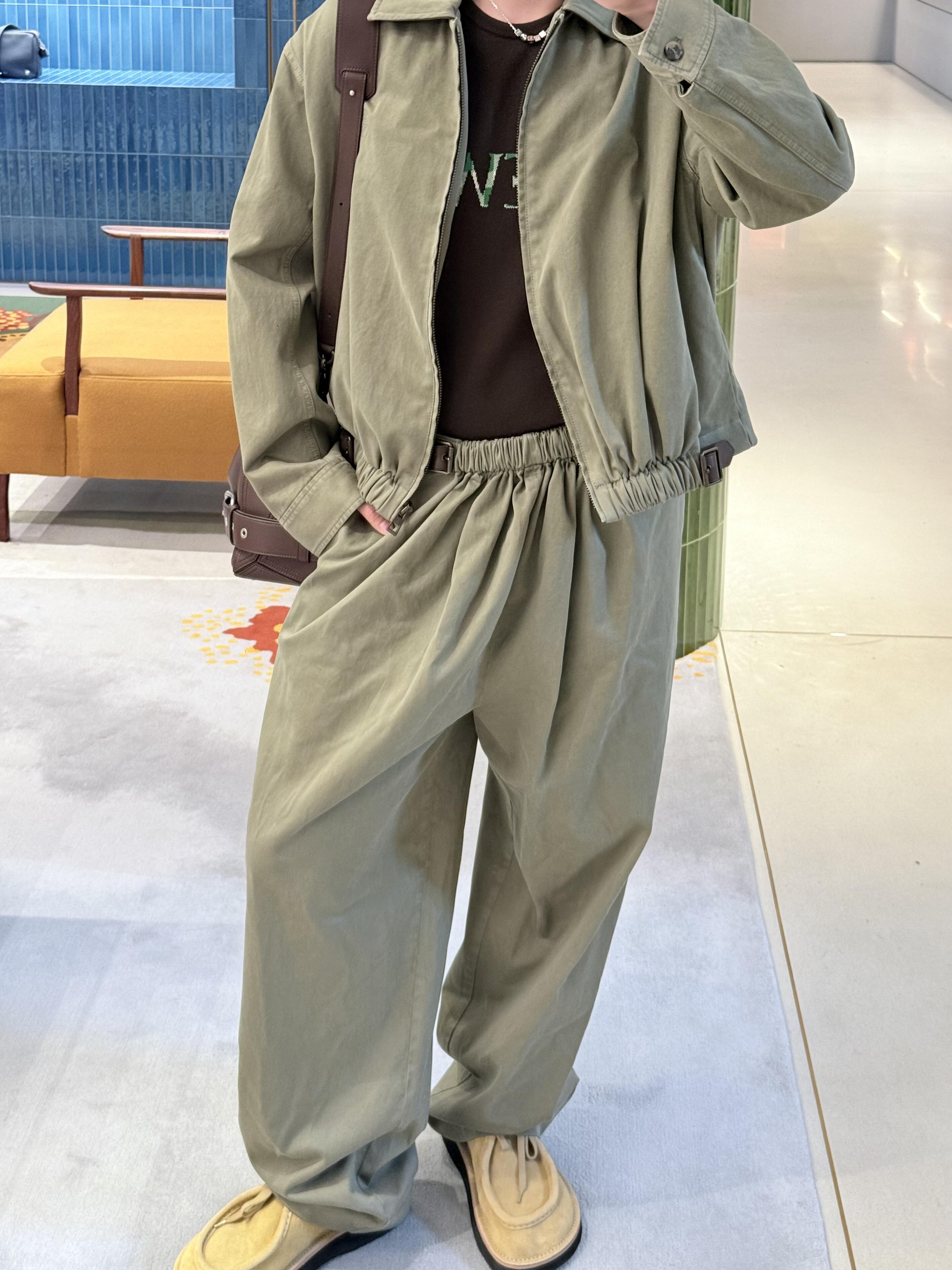 LOWE 军绿皮带翻领夹克