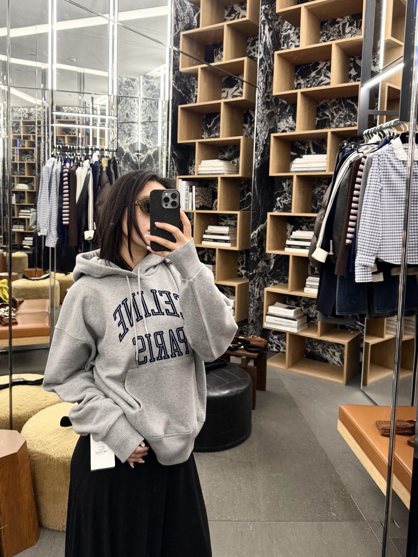 Celine 植绒兜帽卫衣