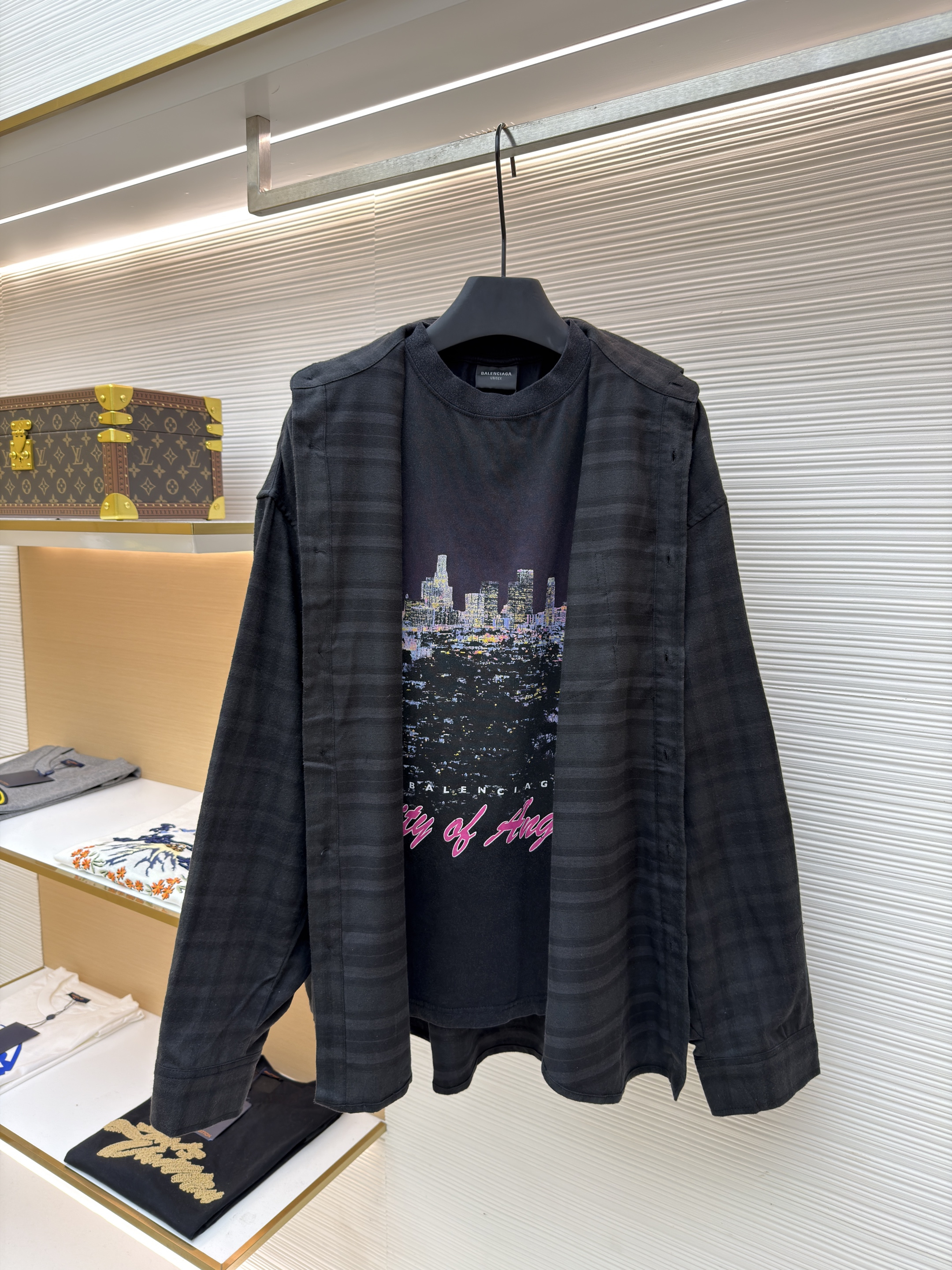 Balenciaga 夜景两件套翻领衬衫