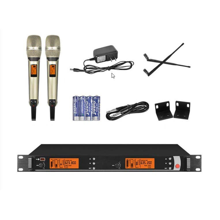 K9000 មីក្រូហ្វូនឥតខ្សែគុណភាពខ្ពស់ UHF, ប្រឆាំងសម្លេងរំខាន និងសម្លេងខ្យល់ មីក្រូហ្វូនការ៉ាអូខេ