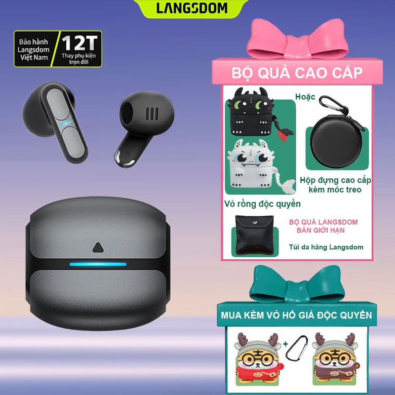 កាសស្តាប់ប៊្លូធូស Langsdom Theta, បាសក្តៅ, កម្រិតយឺតបំផុត 50ms, ថាមពលថ្មសរុប 21h, មីក្រូហ្វូន ENC