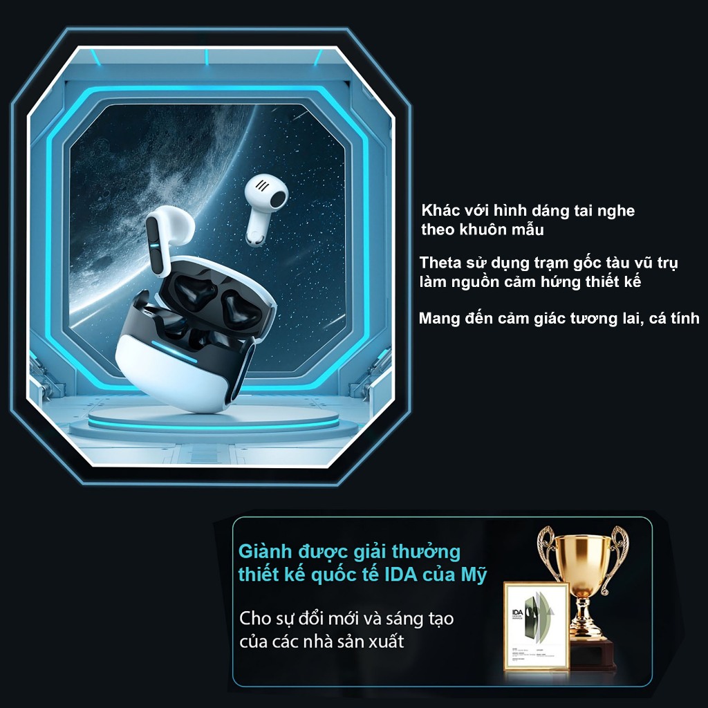 កាសស្តាប់ប៊្លូធូស Langsdom Theta, បាសក្តៅ, កម្រិតយឺតបំផុត 50ms, ថាមពលថ្មសរុប 21h, មីក្រូហ្វូន ENC