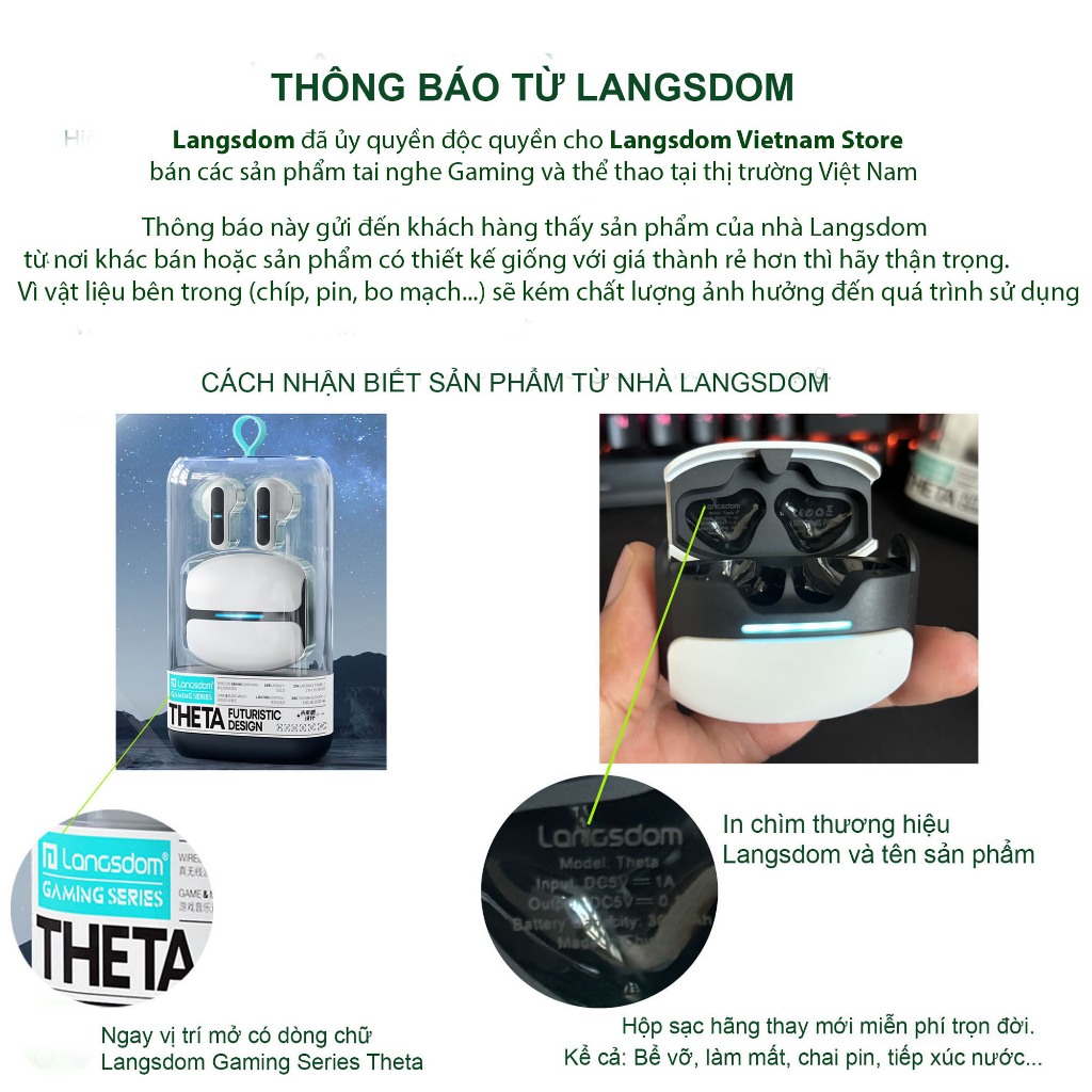 កាសស្តាប់ប៊្លូធូស Langsdom Theta, បាសក្តៅ, កម្រិតយឺតបំផុត 50ms, ថាមពលថ្មសរុប 21h, មីក្រូហ្វូន ENC