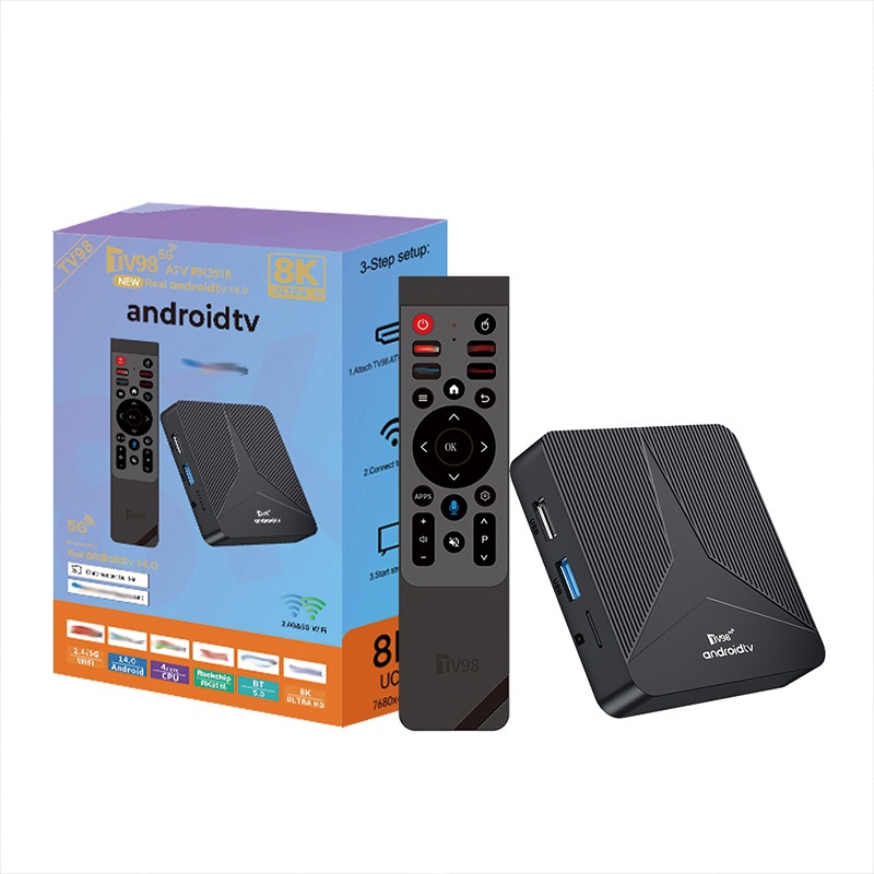 ដុំផ្ទុកកម្មវិធីទូរទស្សន៍ Android TV Box TV98 Pro