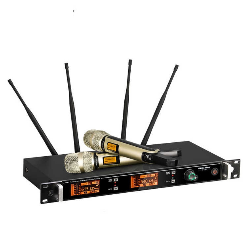 K9000 មីក្រូហ្វូនឥតខ្សែគុណភាពខ្ពស់ UHF, ប្រឆាំងសម្លេងរំខាន និងសម្លេងខ្យល់ មីក្រូហ្វូនការ៉ាអូខេ