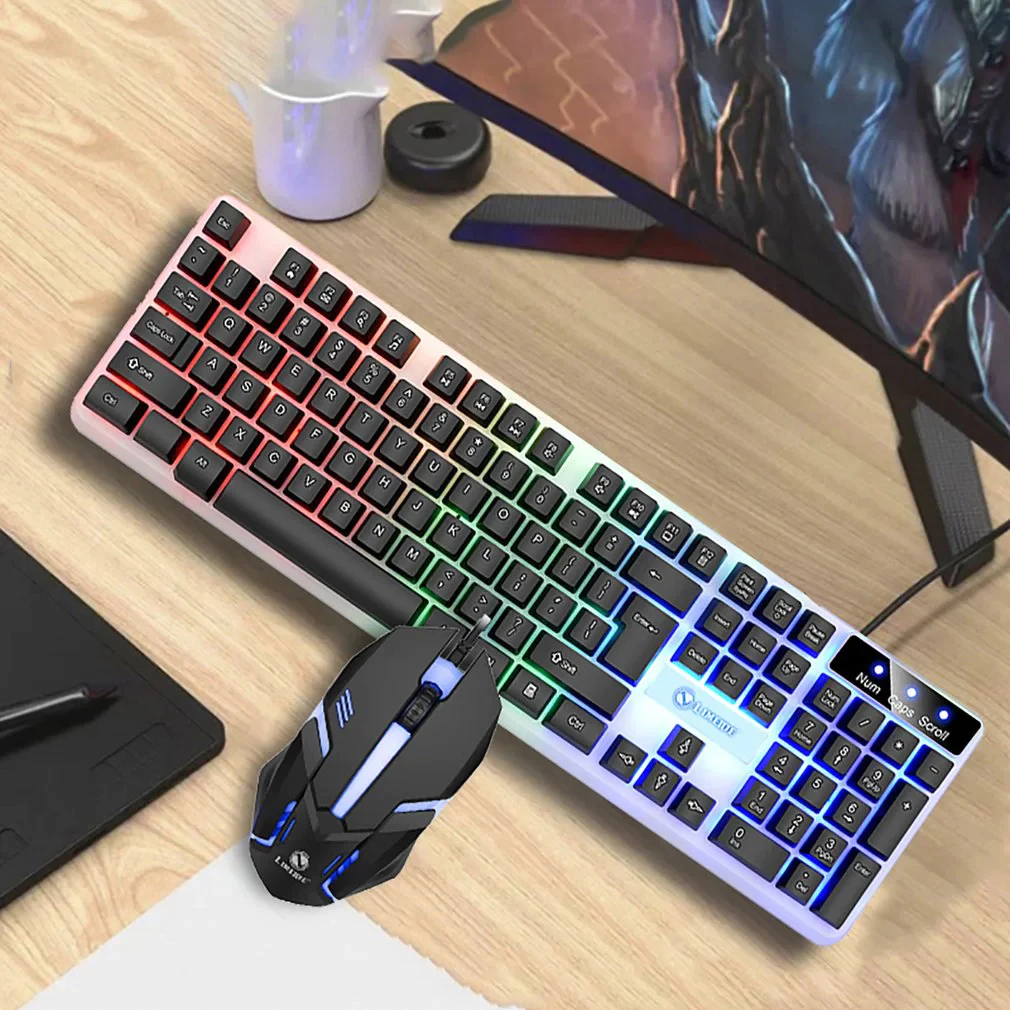 Keyboard and Mouse Set ភ្លើងថ្លាពណ៌ចម្រុះ Limeide GTX 350‑G200** LED