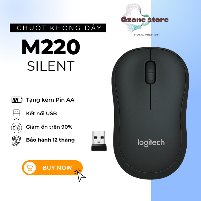 Mouse Logitech M220 Silent Wireless - បន្ថយសម្លេងចុច ៩០%