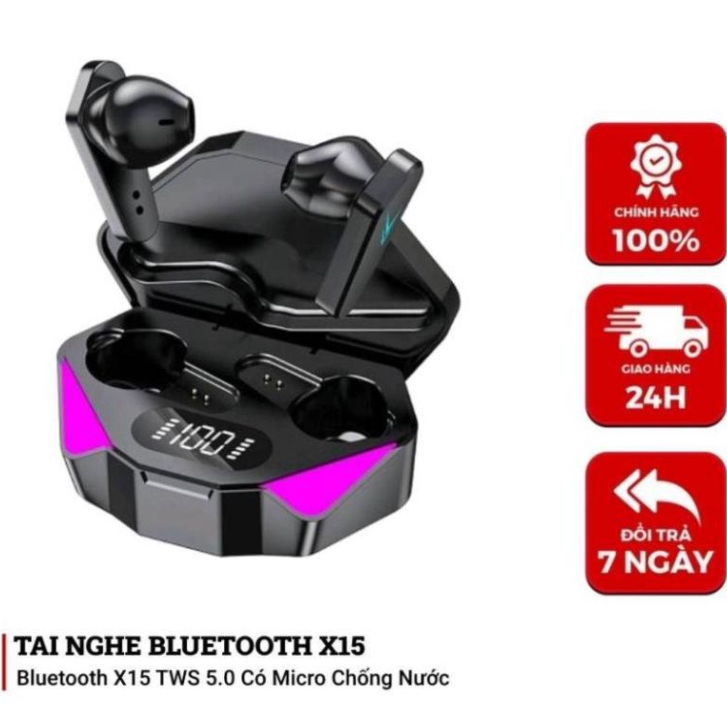កាសស្តាប់តាម Bluetooth X15 TWS 5.0  មាន មីក្រូហ្វូនឥតខ្សែ  ប៉ះដើម្បីcall (Touch Call)  ត្រួតប៉ះដោយអង្គុយម្រាមដៃ (Fingerprint Control)  សំឡេង HIFI ខ្ពស់  ជ្រាបទឹក (Waterproof)