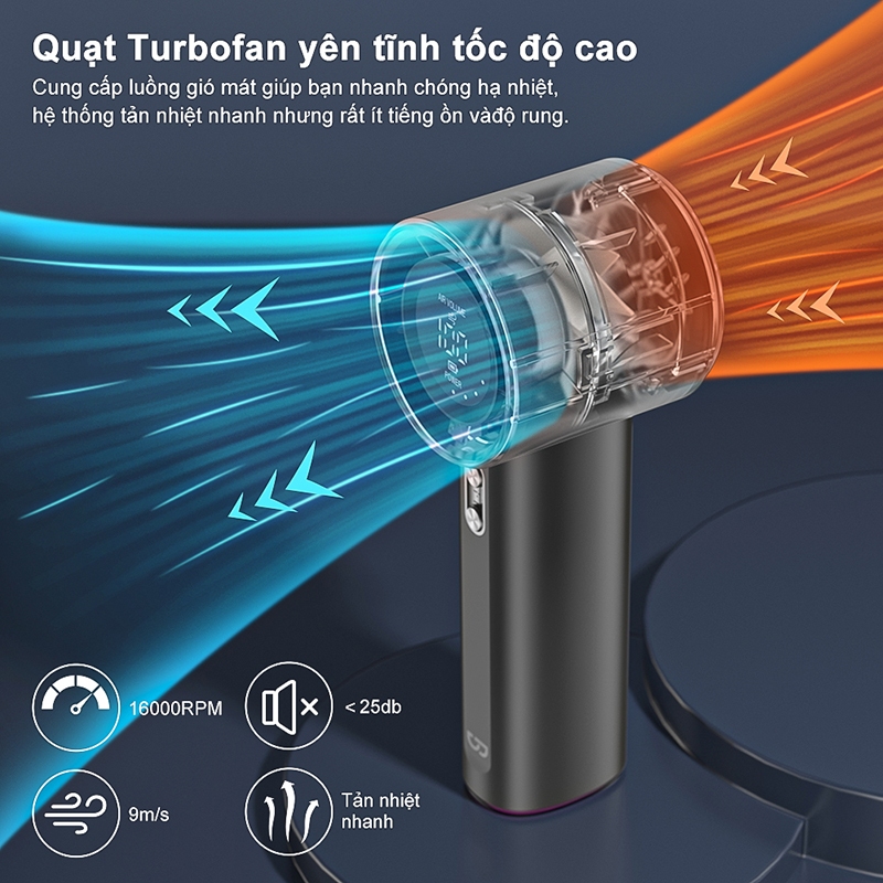 កង្ហាល់តូច GOOJODOQ មានការធានា 6 ខែ, ល្បឿនខ្យល់អាចត្រូវបានកំណត់ 100 កម្រិត, ចល័ត, មានអេក្រង់បង្ហាញឌីជីថល