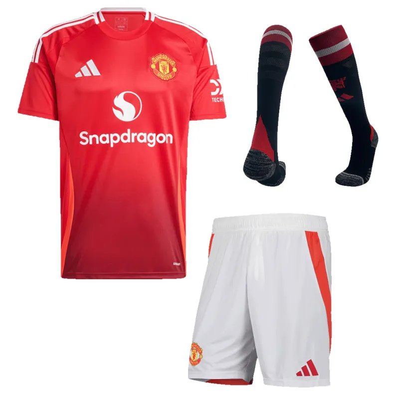 Manchester United 2024/25 Home Full Kit(Jersey+Shorts+Socks)