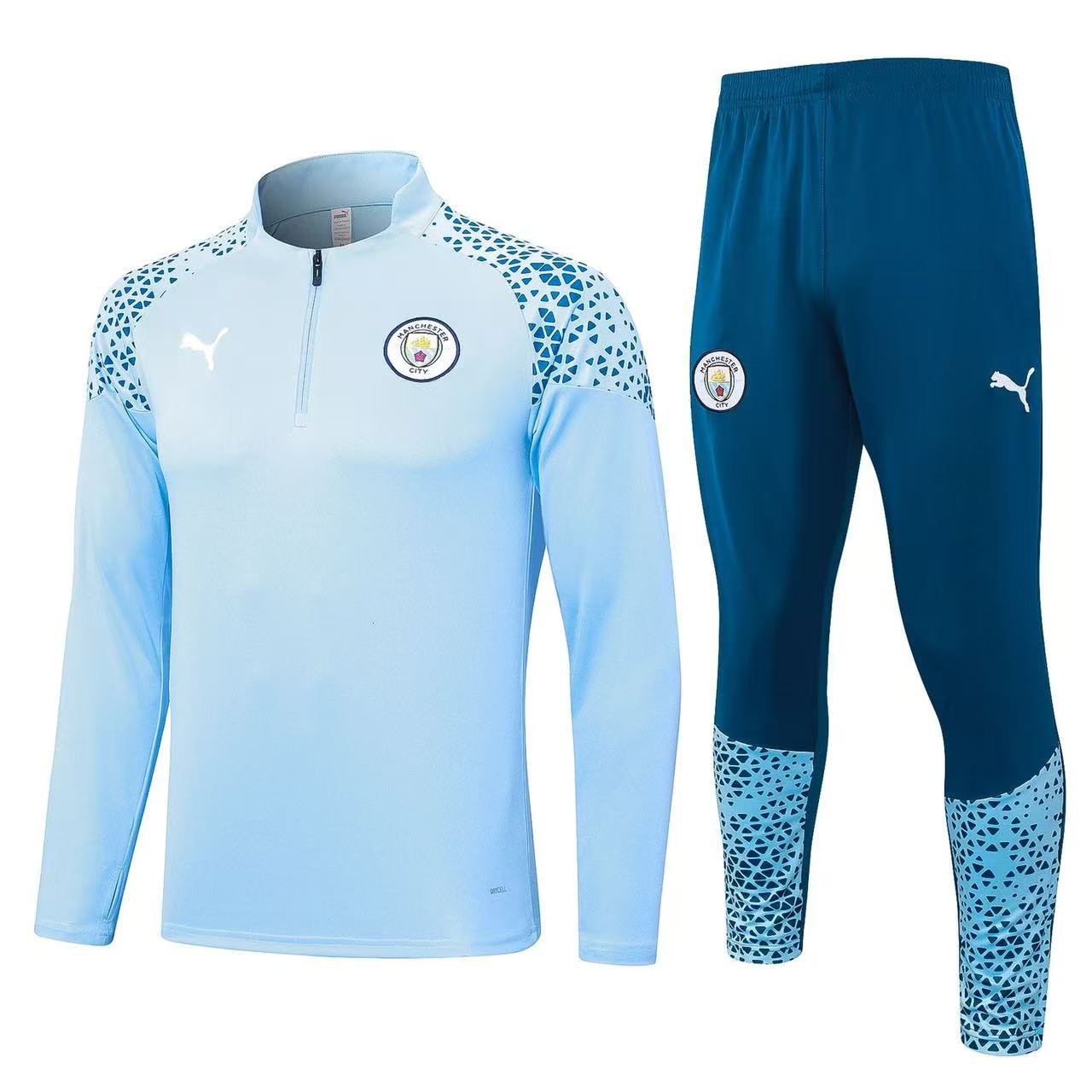 Manchester City Zipper Sweatshirt Kit(Top+Pants) 2023-24