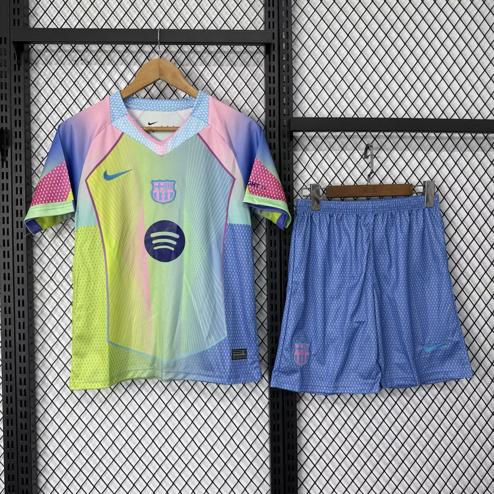 25-26 Kids Barcelona Rainbow Gradient with Multicolor Pattern Jersey