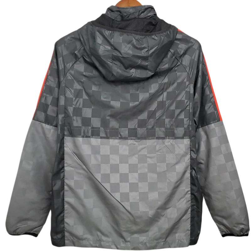 Liverpool Windbreaker Black-Grey Plaid Soccer Jersey 2021/2022