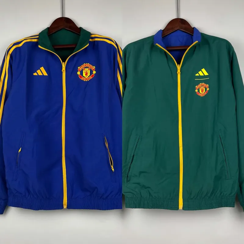 2023-2024 Manchester United Reversible Windbreaker(Blue-Green)Soccer Jersey 1:1 Thai Quality
