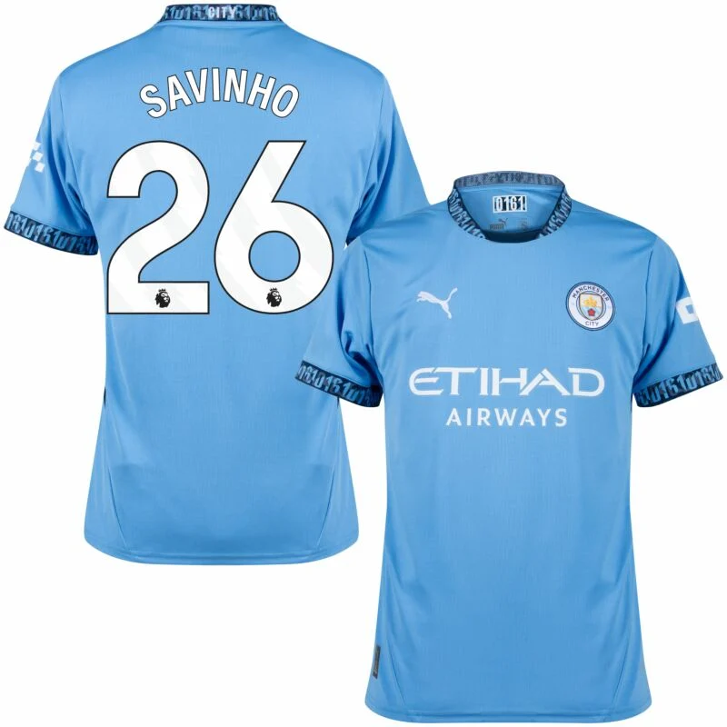 Manchester City Home Savinho 26 Shirt 2024-2025 Player version Size：S-XXL