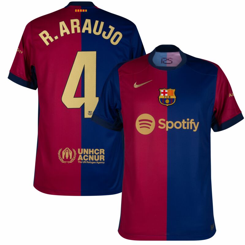 Barcelona Home R.Araujo 4 Shirt 2024-2025 (La Liga)  Size  S-4XL