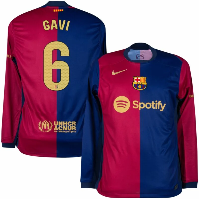 Barcelona Home L/S Gavi 6 Shirt 2024-2025 (La Liga)