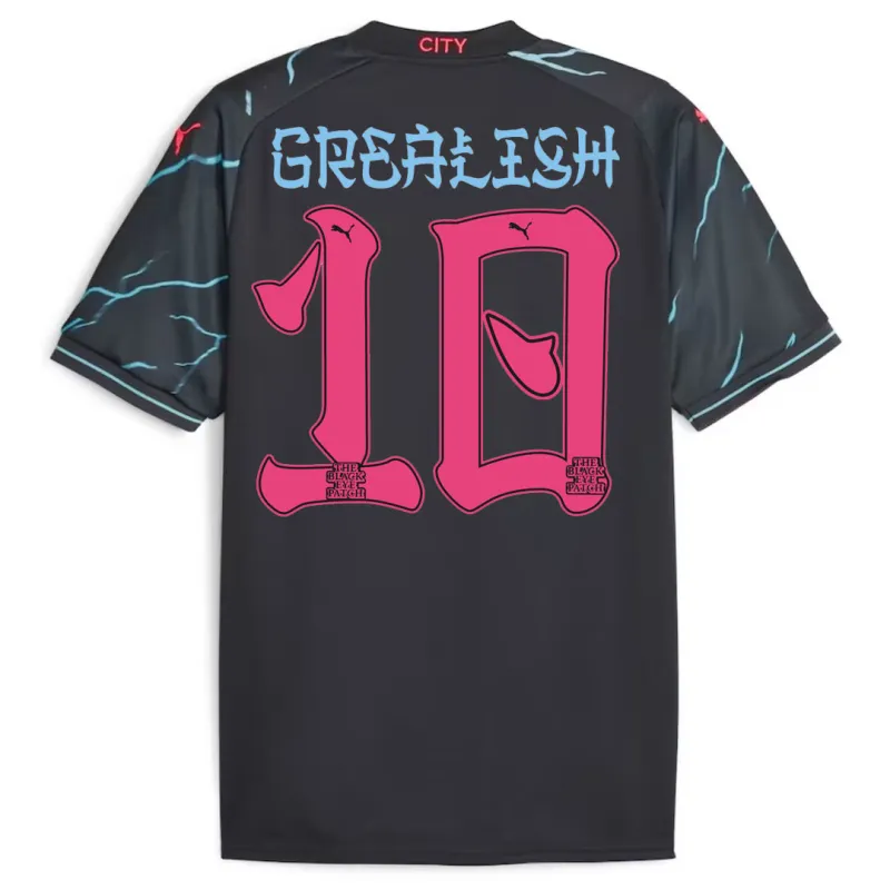 Manchester City HAALAND #9 GREALISH #10 DE BRUYNE #17 J.ALVAREZ #19 FODEN #47 Japanese Tour Printing Third Jersey 2023-24