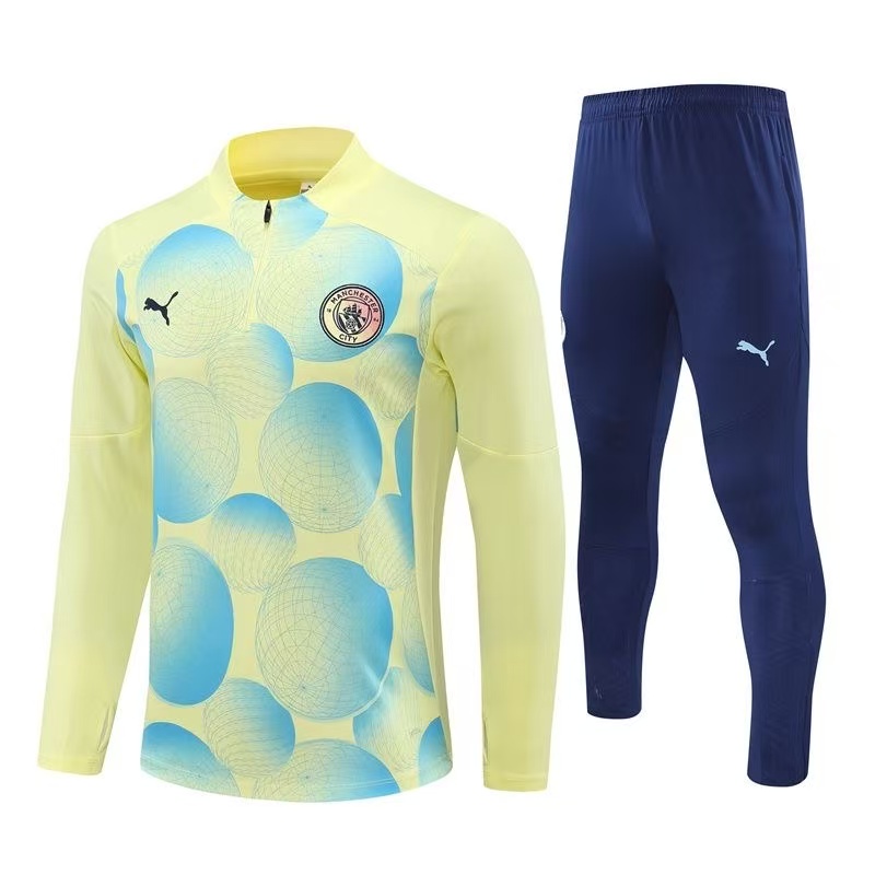 Kids Manchester City Zipper Training Kit 2024-25