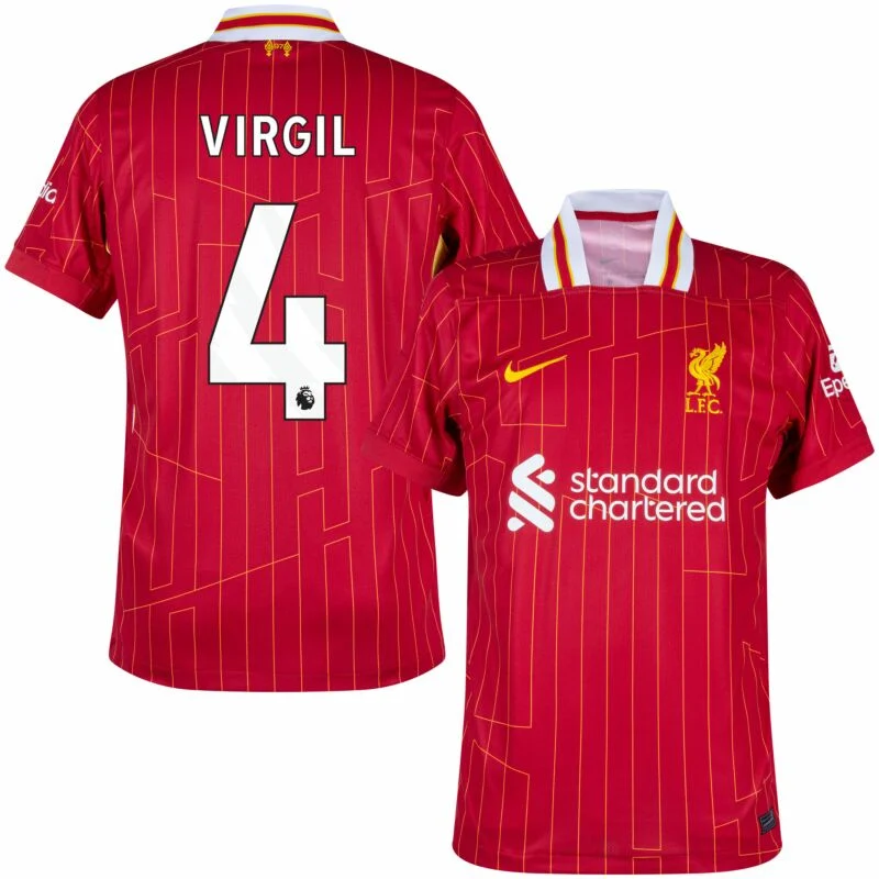 Liverpool Home Virgil 4 Shirt 2024-2025 (Premier League)  Size S-4XL