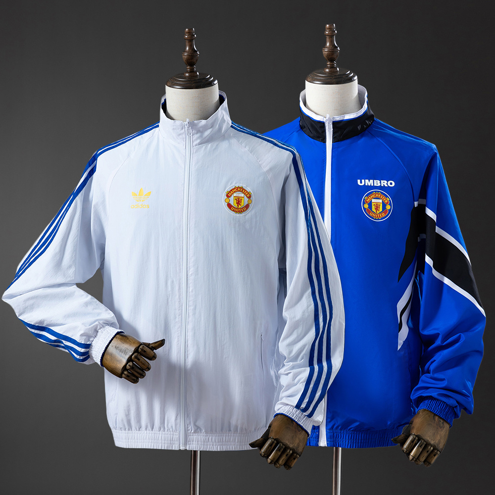 Manchester United Reversible Jacket Windbreaker - White & Blue S-XXL