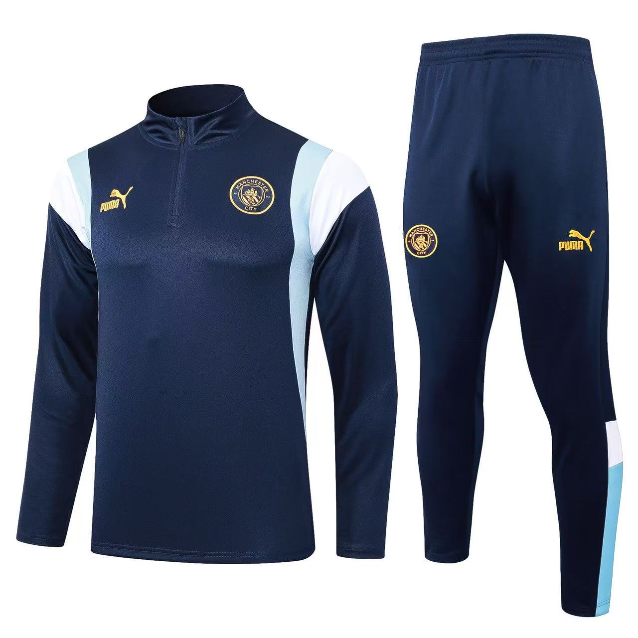 Manchester City Zipper Sweatshirt Kit(Top+Pants) 2023-24