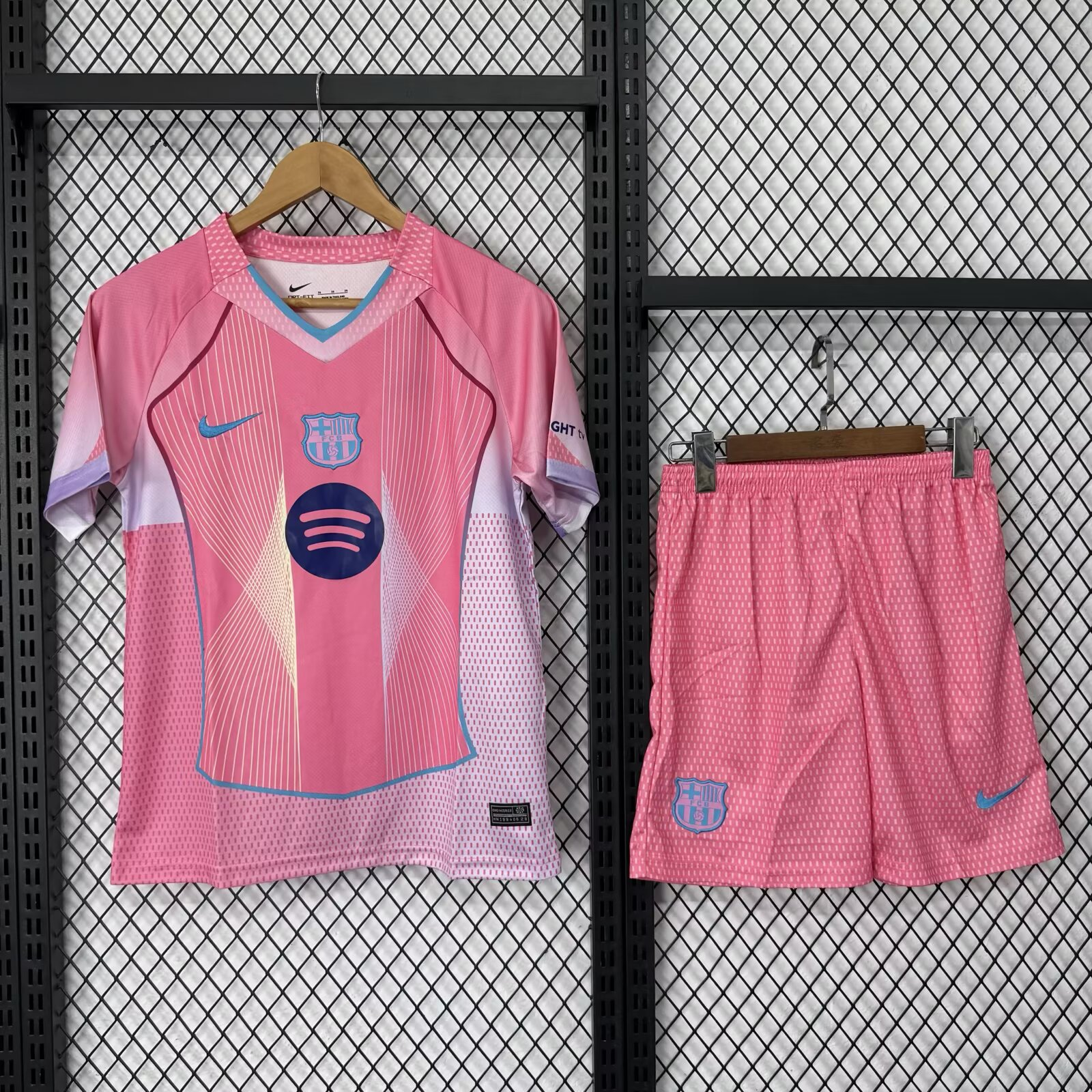 25-26 Kids Barcelona Pink with Gradient Pattern Jersey