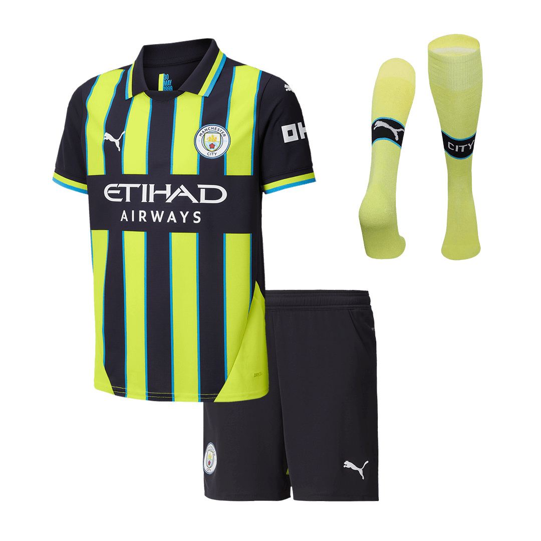 Kids Manchester City Custom Away Full Soccer Kits 2024-25