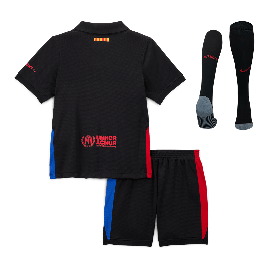 Barcelona Away Custom Full Soccer Kids Kit 2024-25 - Spotify Logo Without Text